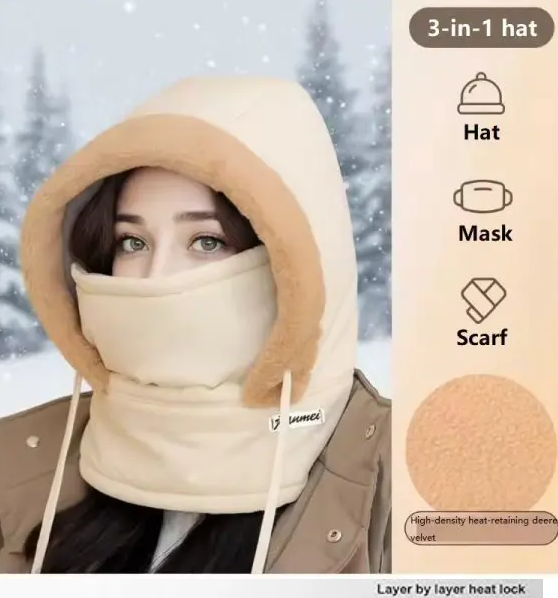 Polar Fleece Winter Balaclava – Thick Warm Hood Hat with Face Mask for Men & Women